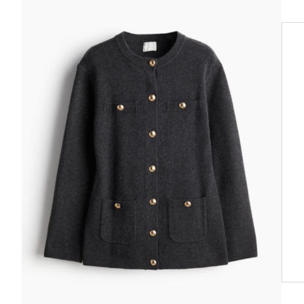 H&M Charcoal Cardigan with Gold Accent